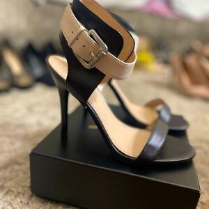 New nwt Guess Ankle Strap Heels ! | Color: Black/cream size 8 1/2 |